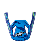 Alpinestars SM3 Falcon Visor ECE06, replacement motocross helmet peak in glossy blue and yellow fluo.