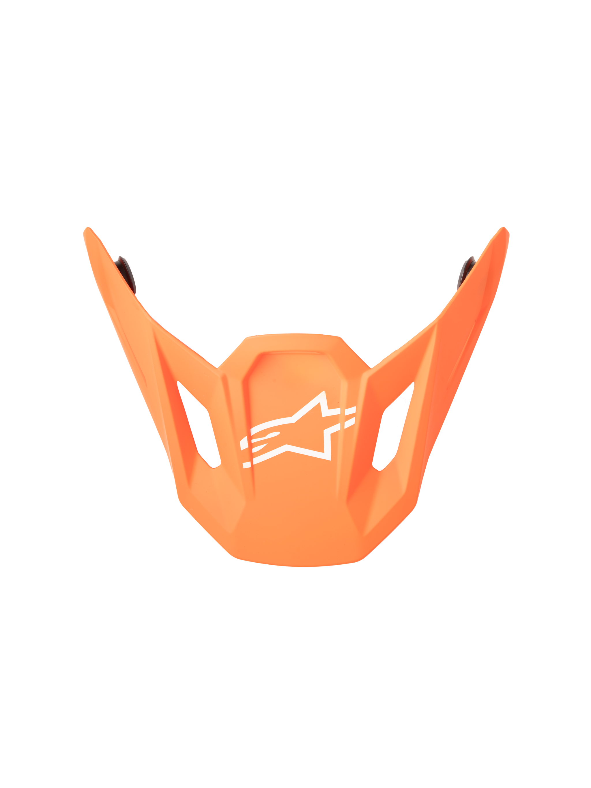 Alpinestars S-M7 Core ECE06 Helmet Visor, Orange Motocross Peak with White Alpinestars Logo, Angular Design with Dual Cutouts, Matte Finish