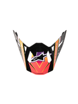 Alpinestars Supertech M10 Era Visor, Motocross Helmet Visor, Pink Violet and Yellow Fluo Glossy gradient, glossy black frame, angular aerodynamic shape with centered white logo, official replacement peak for off-road racing