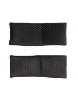 Alpinestars S-M7 Chin Strap Cover Set, Black, replacement covers for motocross helmet chin straps, textured synthetic material, soft-touch fabric for enhanced comfort, shown as a pair of rectangular black pads