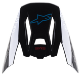 Alpinestars S-M5 Bond Helmet Visor, replacement peak for motocross helmets, Black Cyan Glossy with white Astars side branding, top view featuring blue star logo and red SM5 text