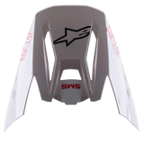Alpinestars S-M5 Bond White Red Glossy Visor, replacement motocross helmet peak, featuring a glossy white finish with red 'SM5' and 'ASTARS' branding, central black star logo, snap-on accessory for off-road racing gear