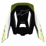 Alpinestars S-M5 Beam Visor, Helmet Accessory, Black and Yellow Fluo Glossy, featuring Alpinestars star logo and SM5 branding, replacement peak for motocross helmets