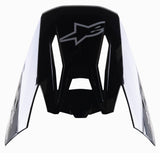 Alpinestars S-M5 Rover Visor, Motocross Helmet Replacement Peak, Black Anthracite Camo Glossy, featuring grey Alpinestars logo, angular design with camouflage side accents, replacement accessory for off-road racing helmets