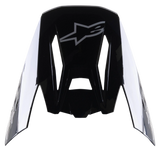 Alpinestars S-M5 Rover Visor, Motocross Helmet Accessory, Black Anthracite Camo Glossy, glossy black finish with grey star logo, aerodynamic design with cutouts for airflow
