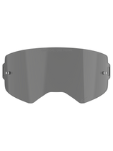 Alpinestars Supertech Smoke Lens, Dark Smoke replacement lens for motocross goggles, curved injection-molded polycarbonate shield with tear-off posts, featuring 'ONE GOAL. ONE VISION.' branding and Alpinestars star logo