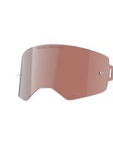 Alpinestars Supertech Mirror Lens, Goggle Replacement Lens, Mirror Silver with warm-colored tint, featuring 'ONE GOAL. ONE VISION.' text and tear-off posts, durable polycarbonate construction for motocross and off-road racing.