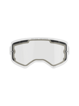 Alpinestars Supertech Double Pane Lens, Motocross Goggle Replacement Lens, Clear, vented design with grey foam seals, featuring 'ONE GOAL. ONE VISION.' branding on the top edge, curved anti-fog polycarbonate for off-road use.