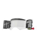 Alpinestars Supertech Roll Off Kit Wide Vision, Motocross Goggle Accessory, Transparent anti-fog lens with integrated roll-off film system, black canisters and red pull tab, featuring ONE GOAL ONE VISION branding, high-impact polycarbonate for off-road racing