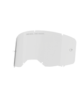 Alpinestars Vision 8-5-3 Lens, Clear Goggle Lens, Transparent, featuring integrated tear-off posts and seven keyhole locking notches, "ONE GOAL. ONE VISION." text on the upper edge, durable polycarbonate construction for motocross goggles