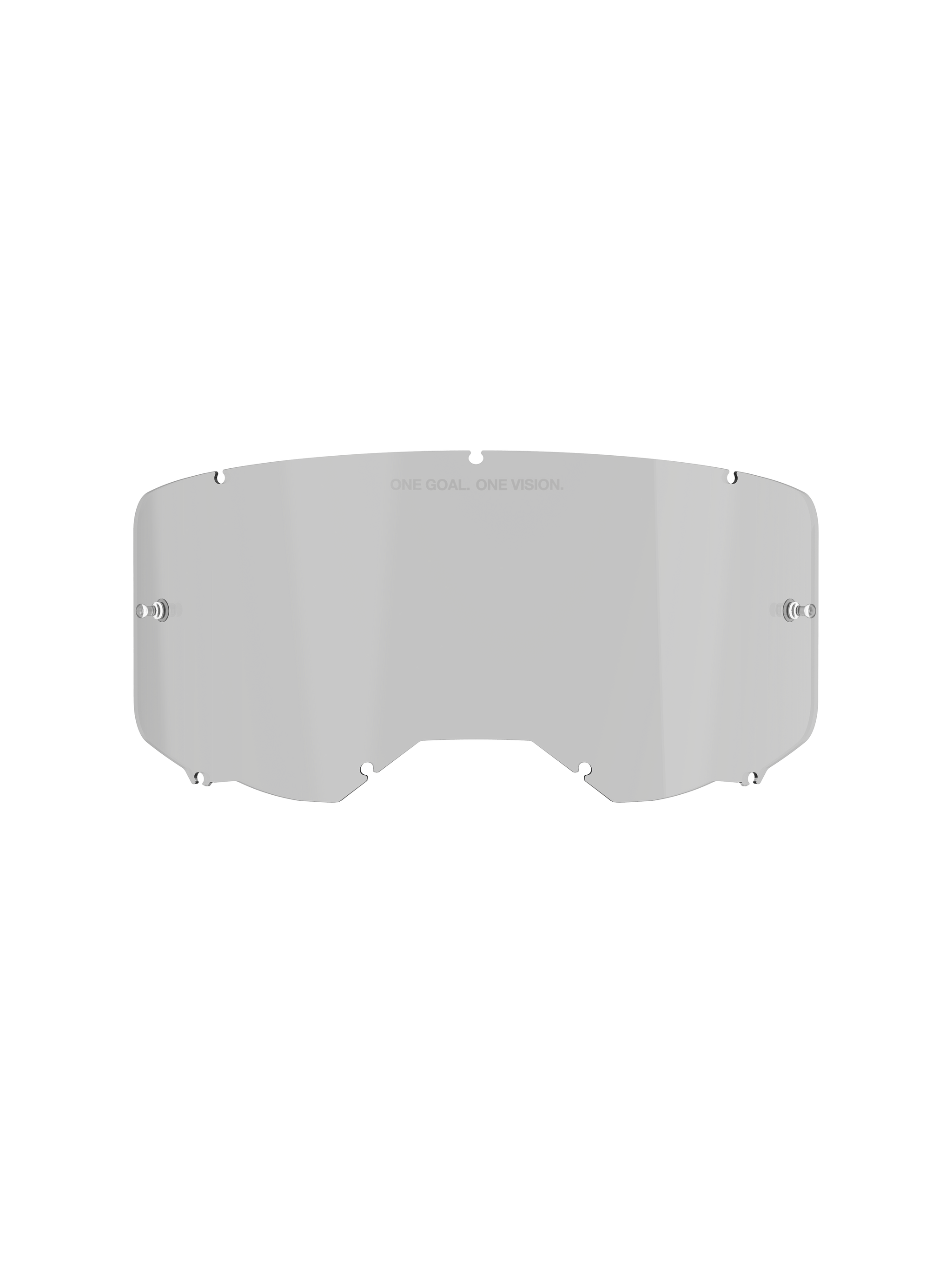 Alpinestars Vision 8-5-3 Smoke Lens, replacement lens for motocross goggles, Medium Smoke tint, polycarbonate construction with anti-fog and hard coat finish, featuring 'One Goal. One Vision.' text at the top