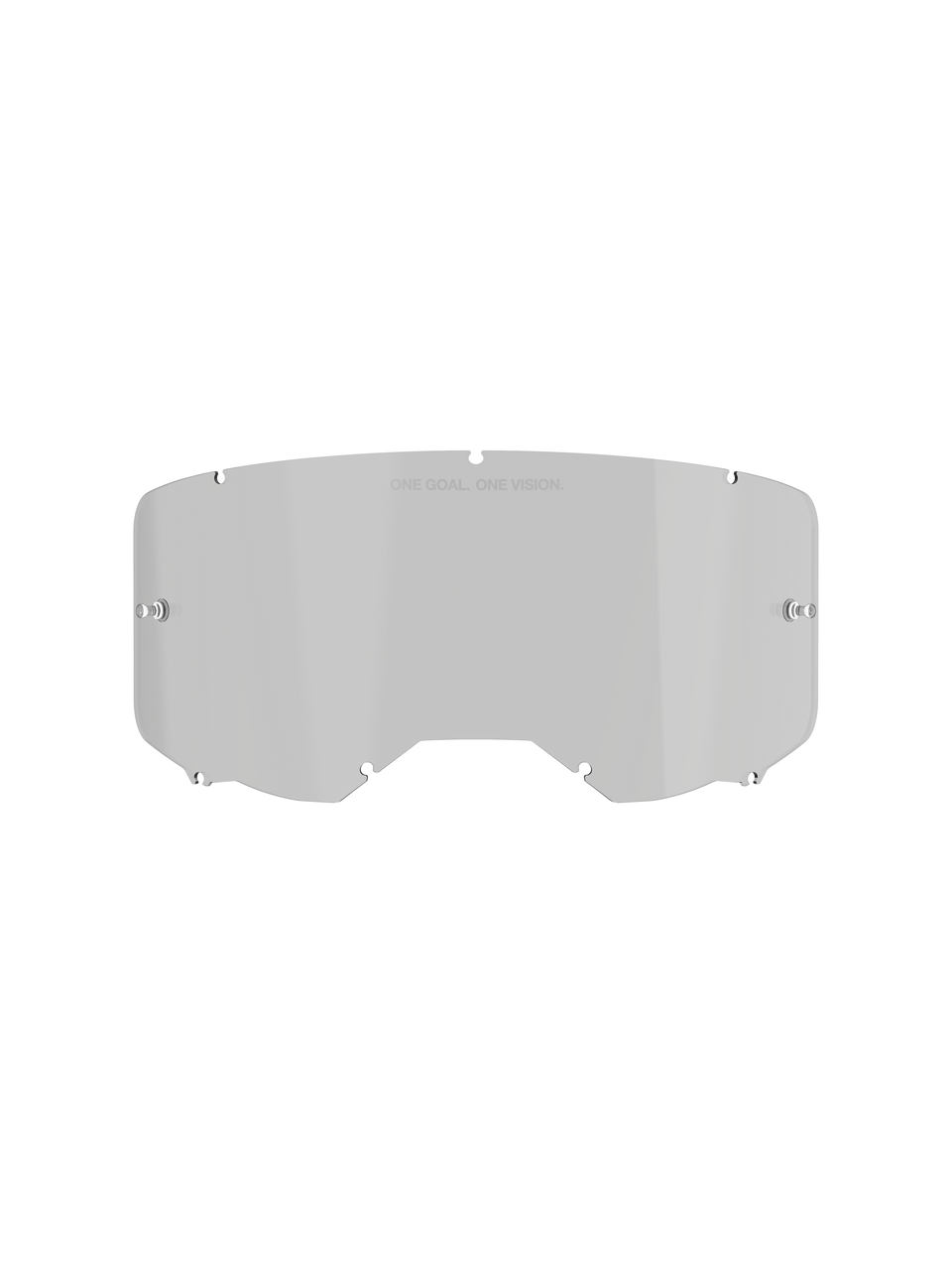 Alpinestars Vision 8-5-3 Smoke Lens, replacement lens for motocross goggles, Medium Smoke tint, polycarbonate construction with anti-fog and hard coat finish, featuring 'One Goal. One Vision.' text at the top