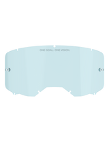 Alpinestars Vision 8-5-3 Smoke Lens, Goggle Replacement Lens, Light Blue semi-transparent tint, polycarbonate construction, curved design with ONE GOAL ONE VISION text, attachment points for tear-offs