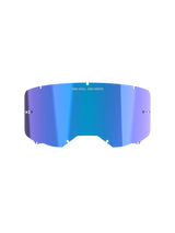 Alpinestars Vision 8-5-3 Mirror Lens, Goggle Accessory, Mirror Blue with purple gradient, reflective mirror finish, featuring 'ONE GOAL. ONE VISION.' branding, curved polycarbonate design with attachment notches and tear-off posts for motocross goggles