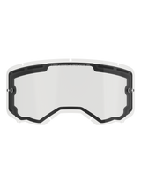 Alpinestars Vision 8-5-3 Dual Pane Lens, Clear replacement lens for motocross goggles, featuring a black inner seal with top ventilation ports, side tear-off posts, "ONE GOAL ONE VISION" branding on the upper border, off-road racing accessory