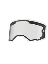 Alpinestars Vision 8-5-3 Lens Dual Pane, Clear goggle replacement lens, featuring dual-pane construction with foam-backed ventilation, integrated tear-off posts, and seven-keyhole locking system, "ONE GOAL. ONE VISION." printed on the top rim