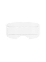 Alpinestars Vision 8-5-3 Roll Off Film, Clear, transparent polycarbonate replacement lens for motocross goggles, featuring dashed silicone glide lines and seven key-hole locking system, durable off-road racing accessory
