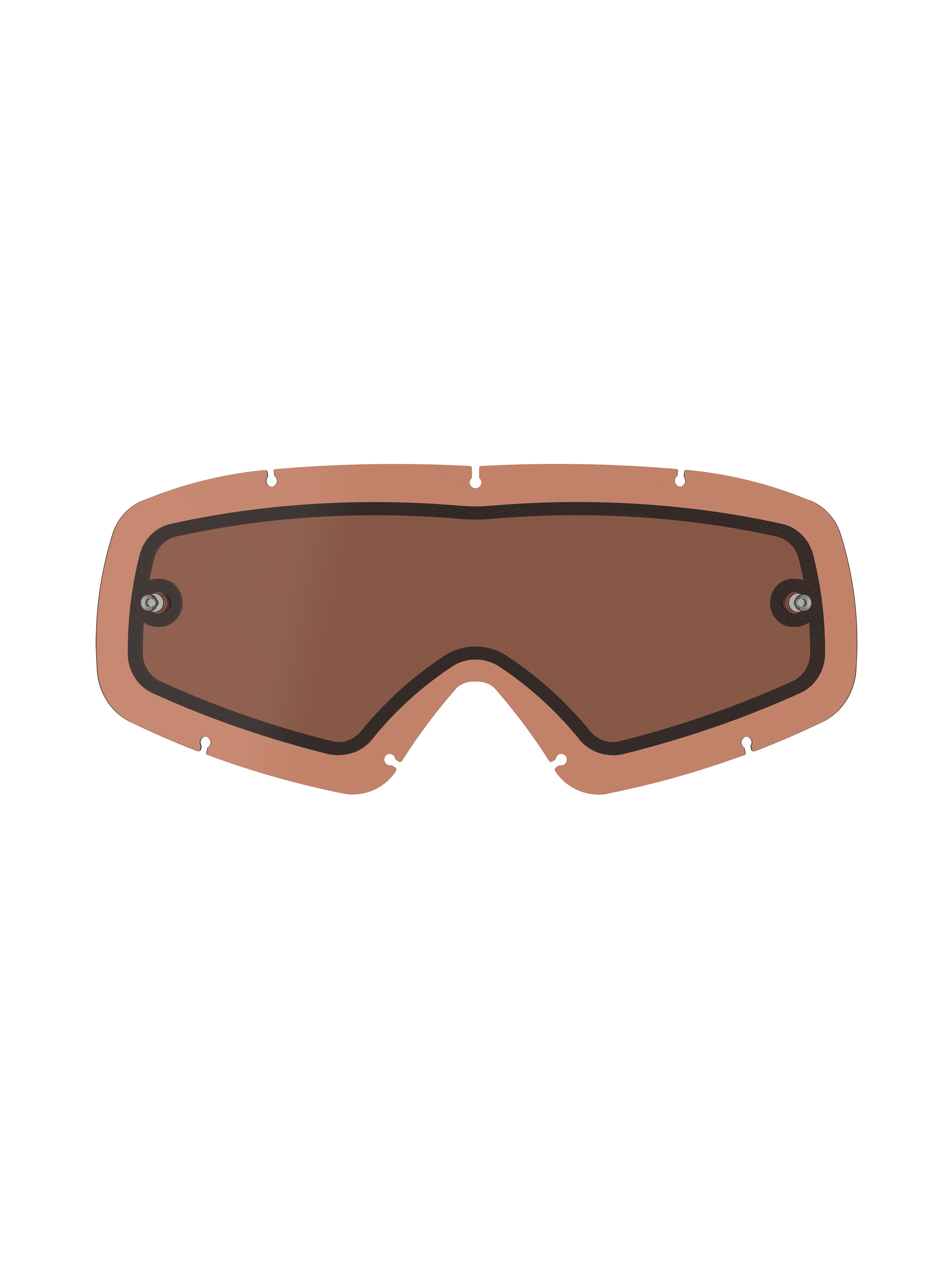 Alpinestars Vision Dual Pane Youth Lens, Copper Rose tinted replacement goggle lens, dual-pane construction with black gasket, integrated tear-off posts, seven-keyhole locking notches, curved polycarbonate for youth motocross and off-road racing