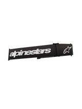 Alpinestars Supertech Goggles Strap, Motocross Goggle Accessory, Black and White, featuring bold white Alpinestars wordmark and star logo, durable woven replacement strap for off-road motorcycle goggles