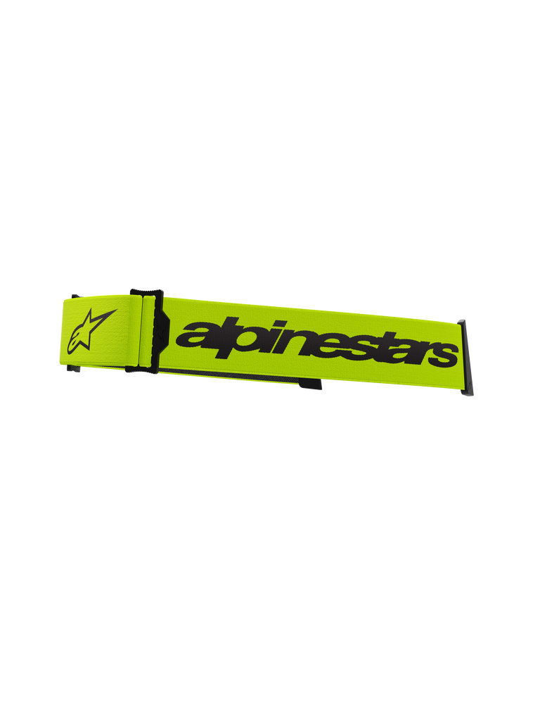 Alpinestars Supertech Goggles Strap, Motocross Goggles Accessory, Bright Yellow Fluo and Black, featuring bold Alpinestars wordmark and star logo, official replacement strap for off-road racing goggles