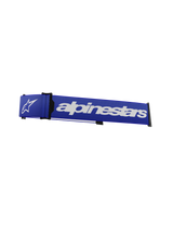 Alpinestars Supertech Goggles Strap, Motocross Goggle Replacement Strap, Blue and White, bold white Alpinestars wordmark and star logo, black ISP wedge and frame attachment clips, durable woven texture
