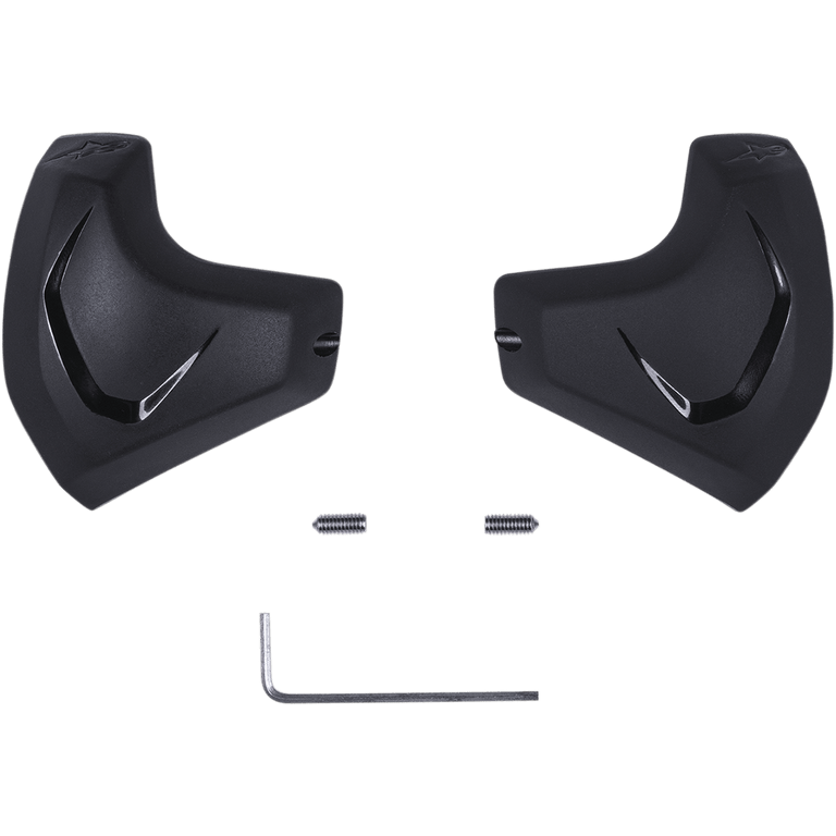 Alpinestars Elbow Sliders, Black, Motorcycle Elbow Protector Inserts, two anatomically shaped PU sliders with glossy accents, includes mounting screws and an Allen wrench, replacement gear for racing leather suits