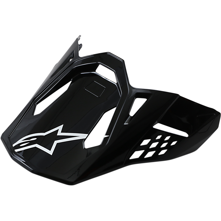 Alpinestars Supertech M10/M8 Visor, Motocross Helmet Visor, Gloss Black with White Star Logo, Aerodynamic Design with Ventilation Cut-Outs