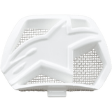 Alpinestars Supertech M10/M8 Helmet Chin Vent, White, replacement ventilation component featuring a star-shaped design and silver mesh grid backing, motorcycle helmet accessory