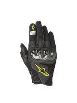 Alpinestars SMX-1 Air V2 Gloves, Men's Road Riding Gloves, Black and Yellow Fluo, Leather and Mesh, CE Certified.