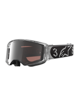 Alpinestars DNGR38 XXV Supertech Vision Motocross Goggles in silver and black with mirrored silver lenses.
