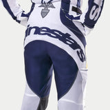 Alpinestars Techstar Dress Whites Tropical LE Men's Motocross Pants, rear detail in white and dark blue with gold accents.