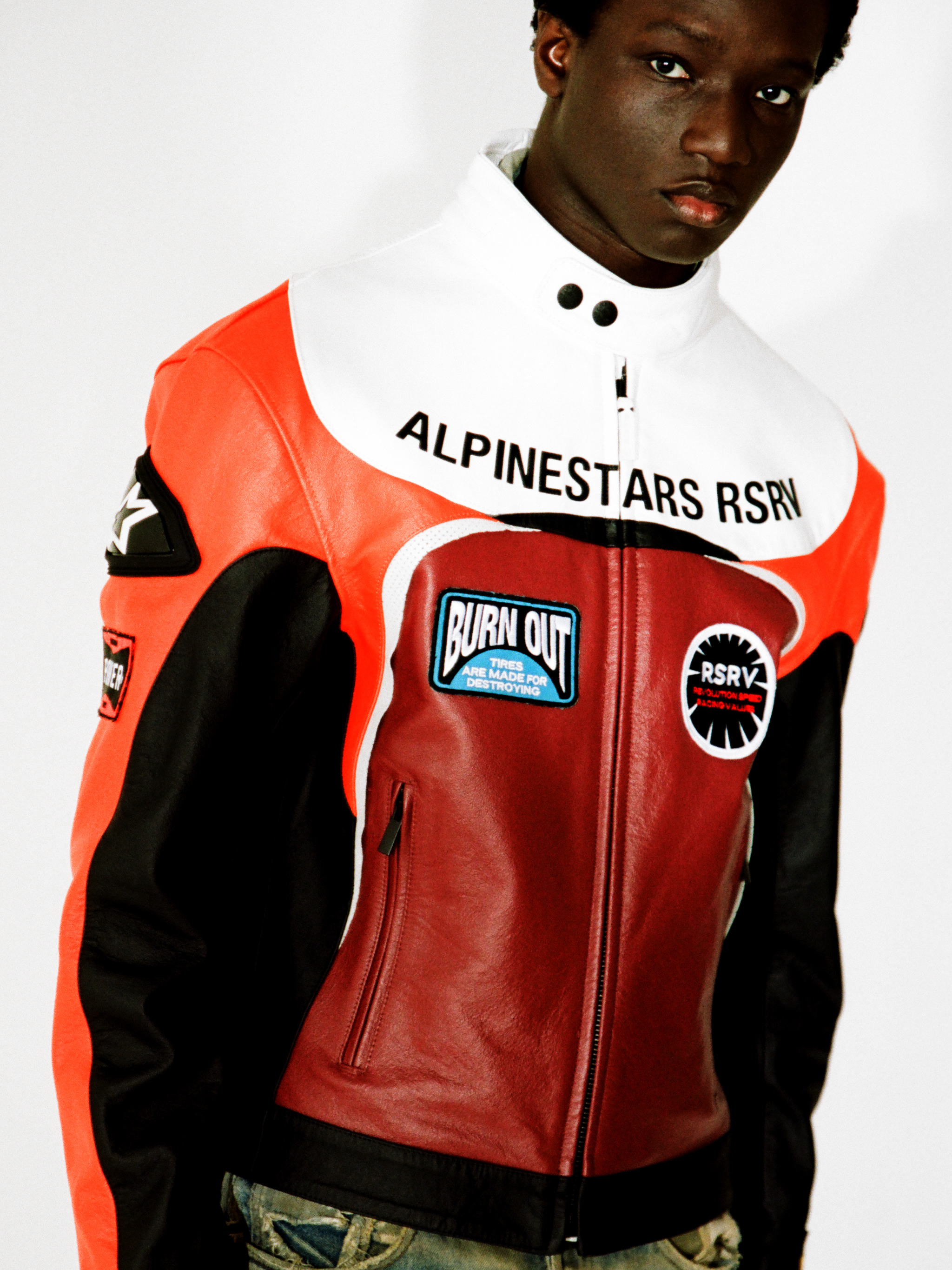 RSRV RACE CRAFT LEATHER JACKET - ORANGE RSRV Jackets RSRV RACE CRAFT LEATHER JACKET - ORANGE RSRV Jackets