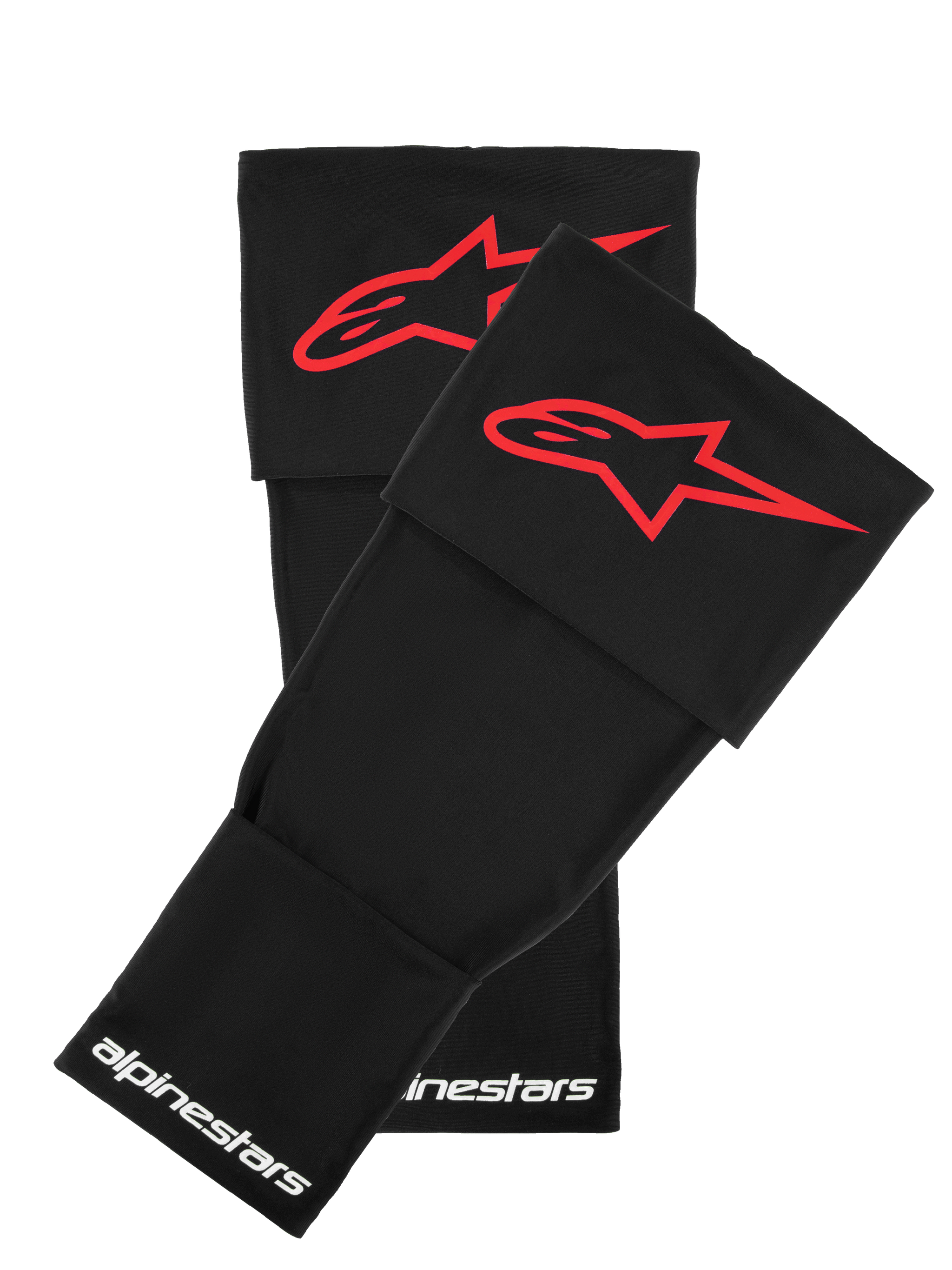 Alpinestars RK-S Knee Brace Sleeve, Black with Red Star Logo, Protective Motorcycle Gear Accessory, White Alpinestars Branding