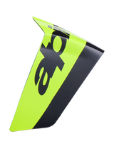 Alpinestars Supertech R10 Arius Race Spoiler, motorcycle helmet aerodynamic spoiler, neon yellow and black, glossy finish with bold black branding, replacement part for racing helmets
