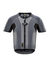 Tech-Air 5 System, dark gray and black motorcycle electronic airbag vest with front zipper and autonomous safety.