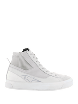 Alpinestars Stella Stated Podium Women's Riding Shoes, White and Gray high-top sneakers with a retro urban design.