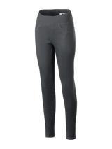 Alpinestars Shuri Women Leggings Summer, Black, high-waisted slim-fit motorcycle leggings with a wide elastic waistband, stretch cotton denim material, featuring faux front pocket stitching, urban-styled riding pants for women