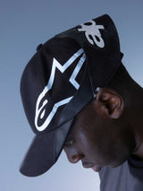 Alpinestars RSRV Resurgence Hat, Black Baseball Cap with White Logo, Curved Bill, Premium Streetwear Collection