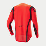 Alpinestars Supertech Ember LE Jersey, Men's Motocross Jersey, Red Fluo and Black, back view, athletic mesh construction.