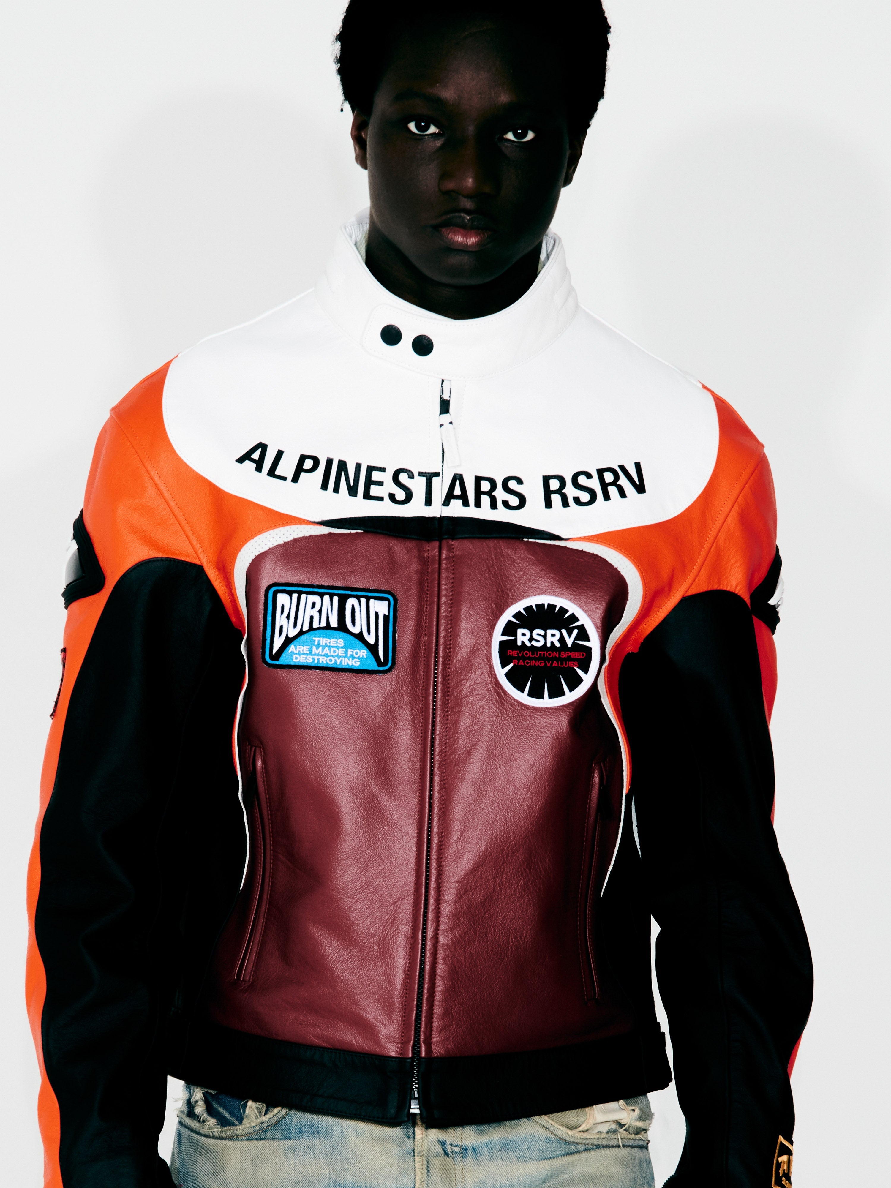 RSRV RACE CRAFT LEATHER JACKET - ORANGE RSRV Jackets