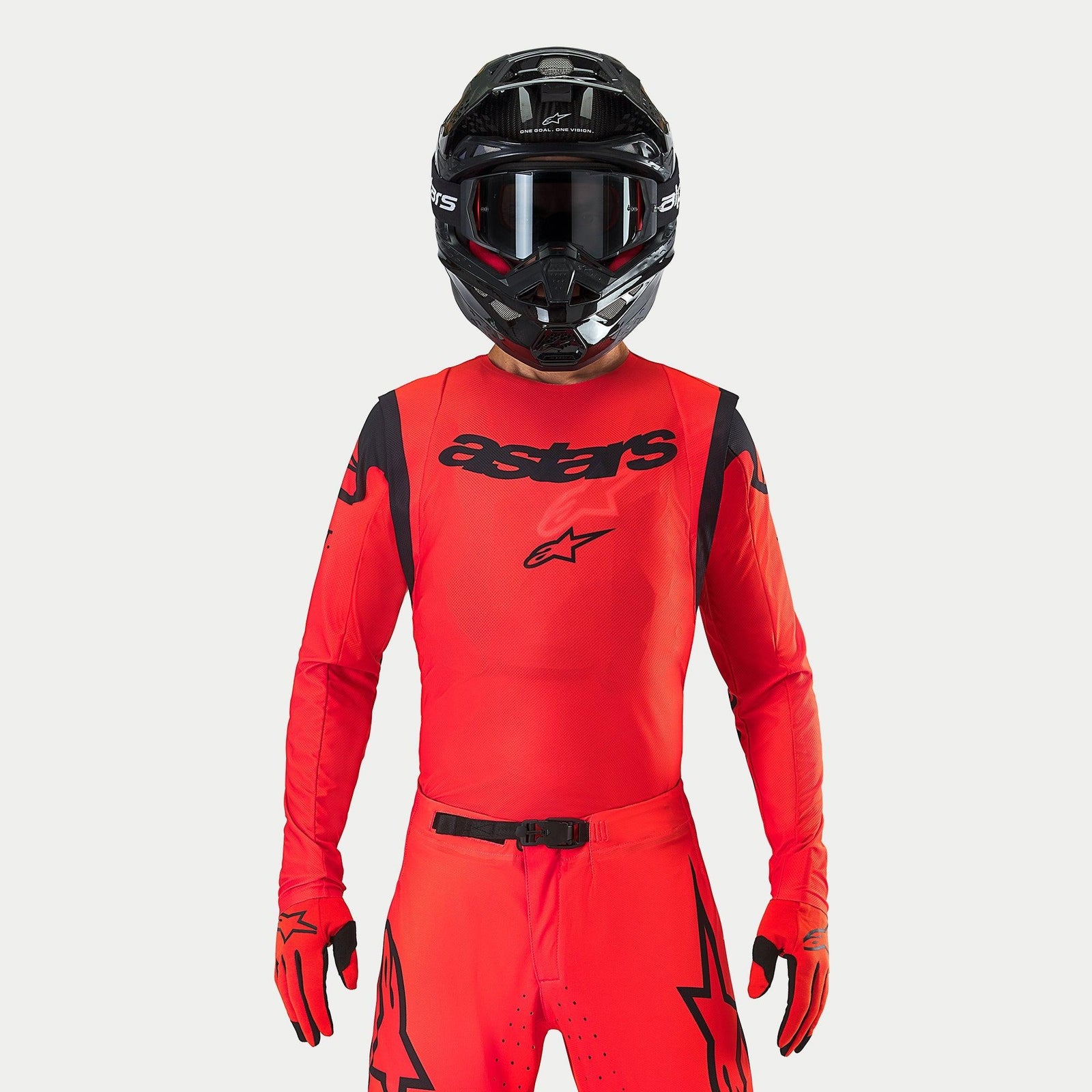 Alpinestars Supertech Ember LE Jersey, Motocross Jersey, Red Fluo and Black, professional athletic fit for off-road racing.