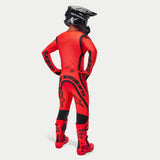 Alpinestars Supertech Ember LE Jersey, Men's Motocross Racing Gear, Red Fluo and Black, athletic race fit, back view.