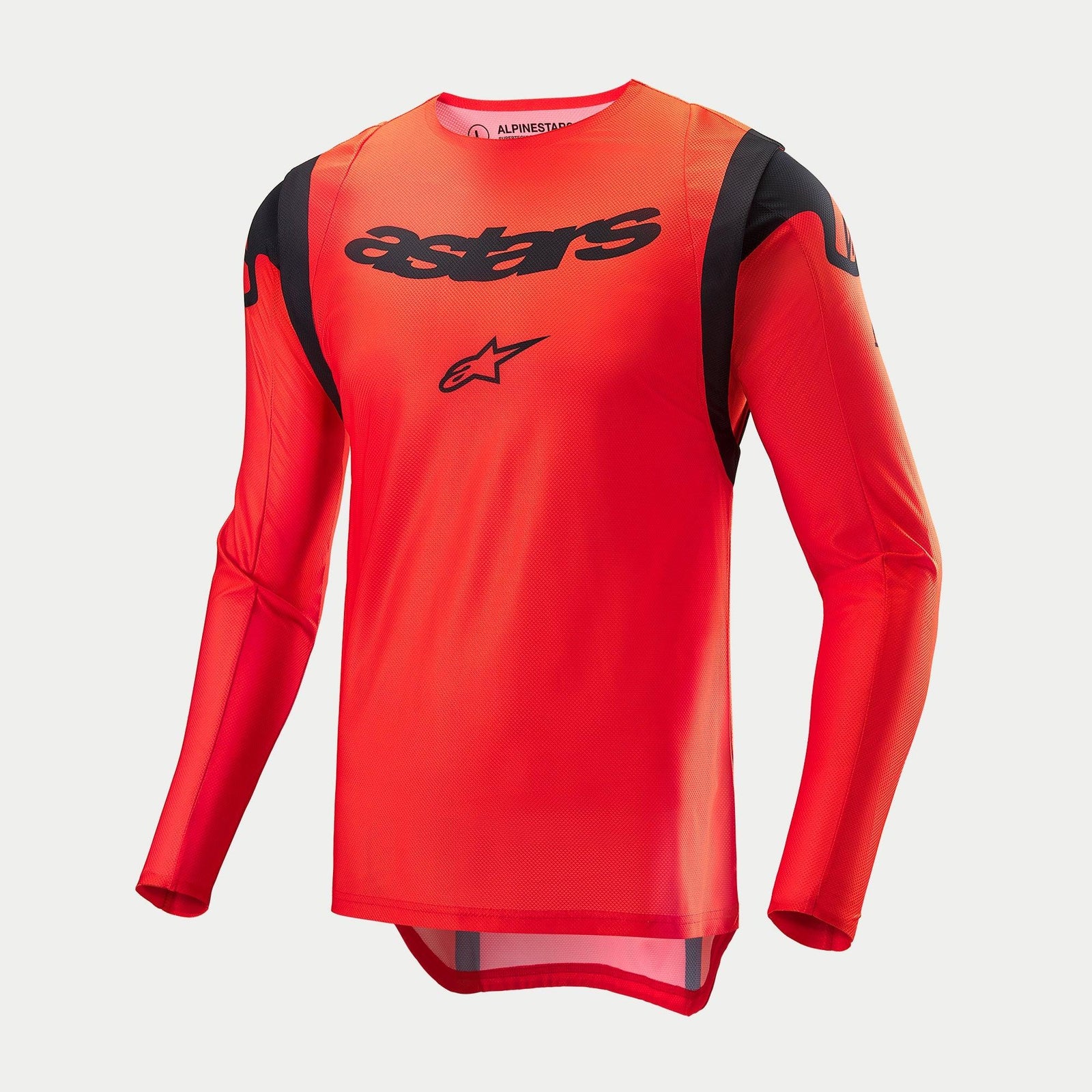 Alpinestars Supertech Ember LE Jersey, Men's Motocross Racing Jersey, Red Fluo and Black, breathable stretch mesh.